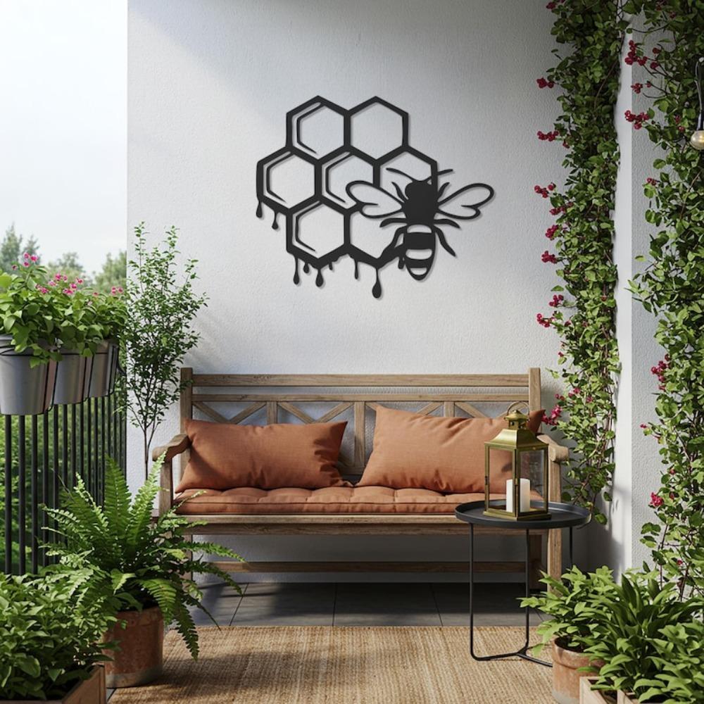 Modern Bee Metal Wall Art for Farmhouse Kitchen