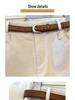2025 Khaki High-Waisted Wide-Leg Pants for Women - Spring/Autumn Casual, Slimming, Versatile, Straight-Leg Design