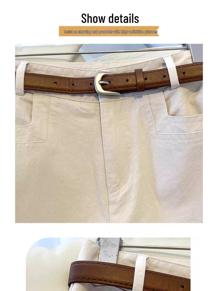 2025 Khaki High-Waisted Wide-Leg Pants for Women - Spring/Autumn Casual, Slimming, Versatile, Straight-Leg Design