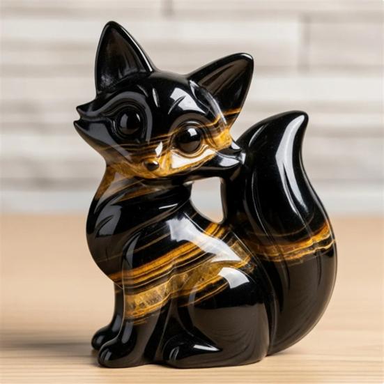 Luxury Fox Sculpture Healing Fox Statue Lucky Animal Figurine Home Office Desktop Decoration Ornament