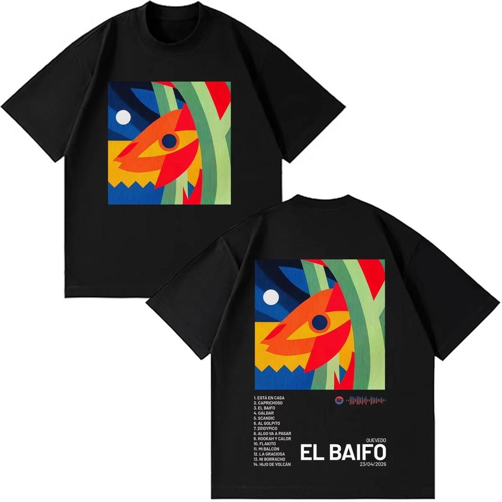 Casual Cotton Streetwear OUEVED EL BAIFO Album Tour Print Unisex Women Fashion HipHop Tshirts Summer Shortsleeved Tees