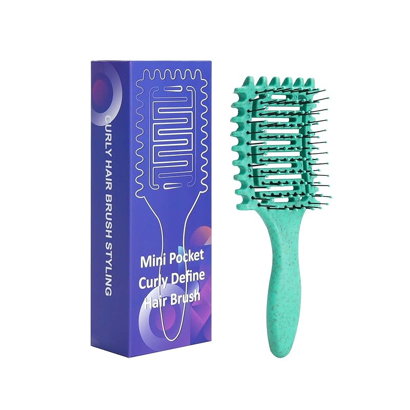 Mini Hair Brush, Travel Hair Brush, Compact Mini Detangler Brush for Easy Styling On-the-Go, Suitable for All Hair Types (Green) зелёный