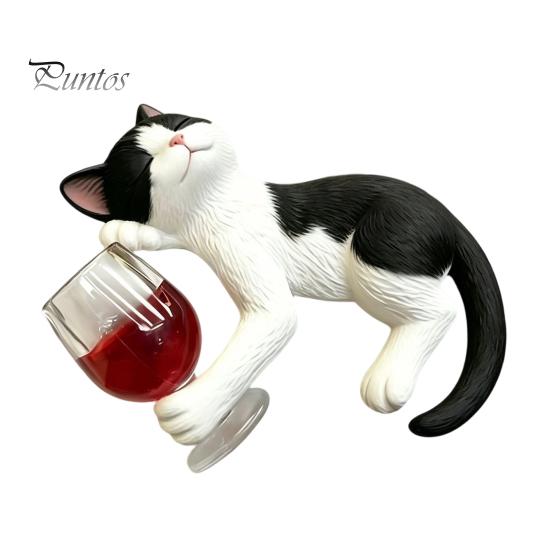 Appendi Vaso Statua Gatto Ubriaco, Ornamento Fioriera Fantasioso, Ornamento Animale Realistico Resina Statuetta Gattino Carino per Decorazione Bordo Miniatura