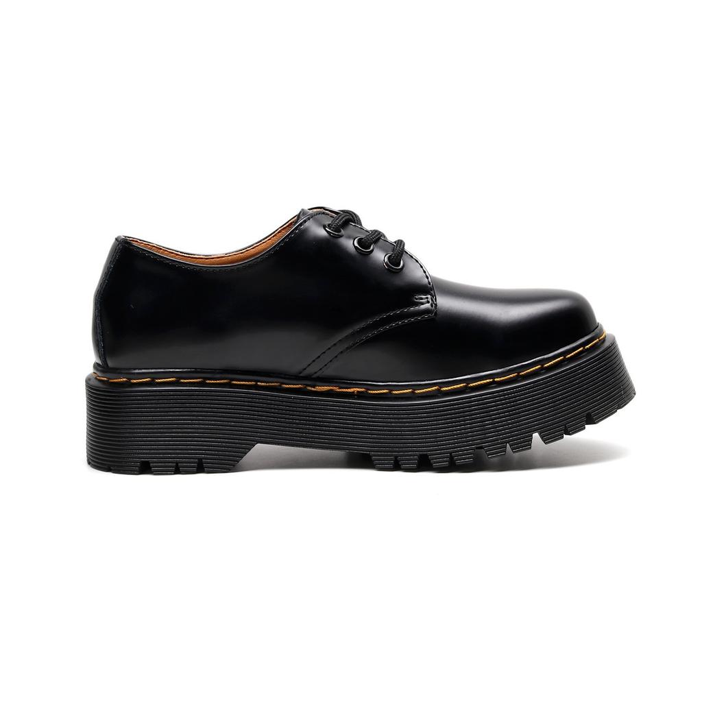 Thick-soled holes, small leather shoes, low-top, genuine leather British round head, casual student muffin bottom, short boots.