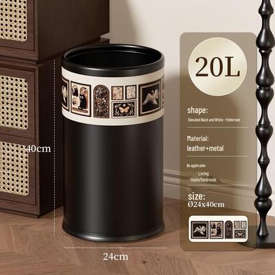 Art Gallery Leather Style Iron Trash Can