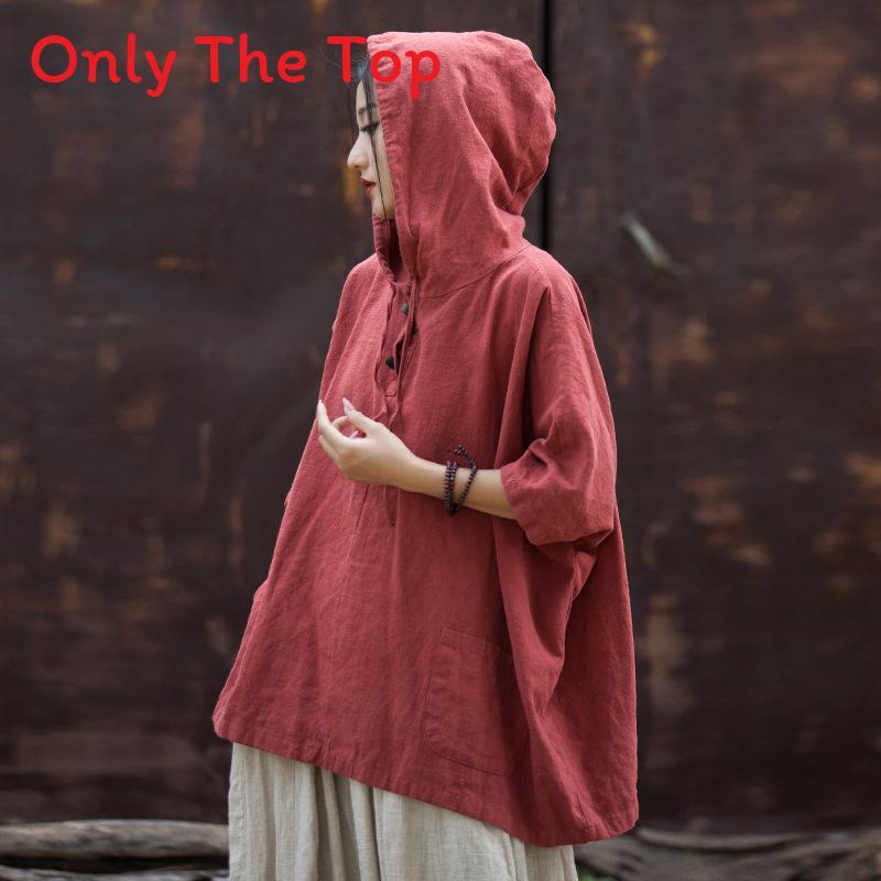 Vintage Style T Shirt For Women With Cotton Linen Fabric Autumn Casual Wear