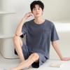Men's 100% Cotton Short Sleeve Pajama Set - Summer Lightweight, Wearable Outdoors, Ideal for Teens
