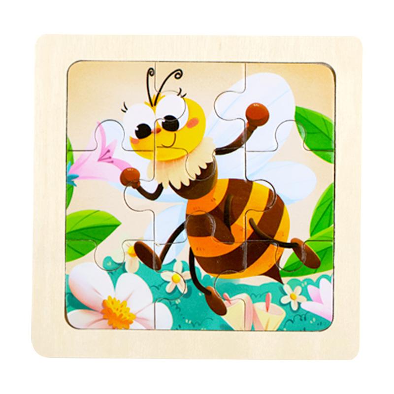 Small Children's 9-piece Wooden Plane Puzzle Cartoon Animation Puzzle Baby Educational Early Education Toy