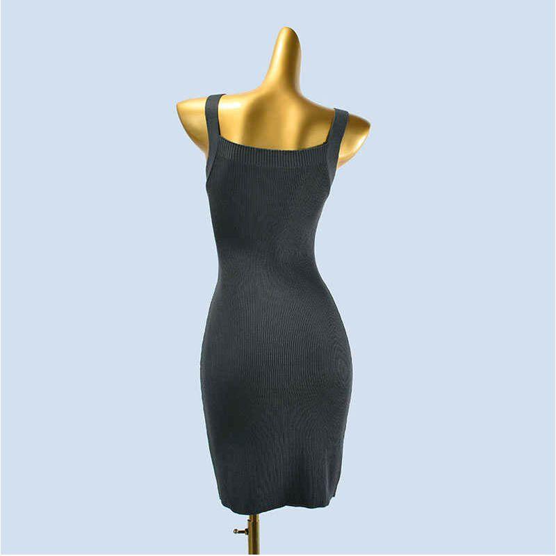 Pure Color Knitting Vest Dress Spring and Summer Sweet and Spicy Style Silm All-Matching Sheath Sleeveless Midi Dress Inner Wear Outer Wear