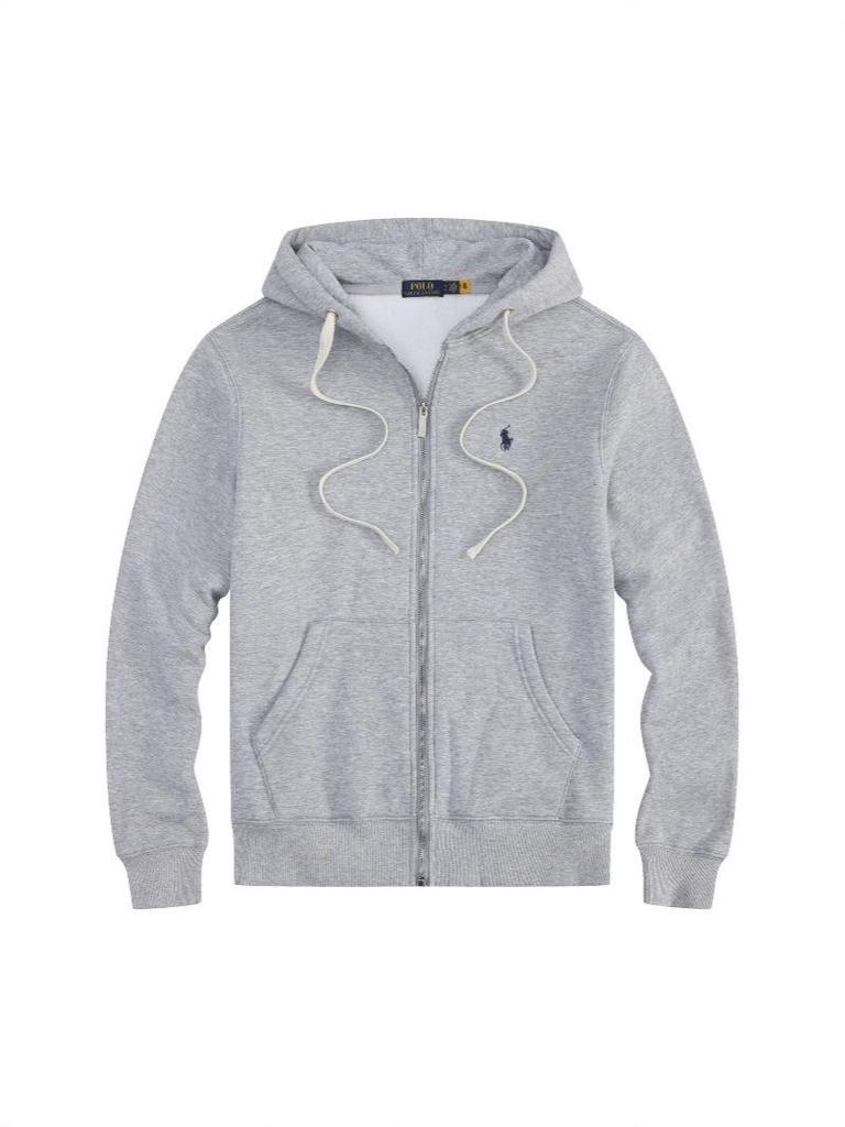 Men's Embroidered Polo Horse Zipper Hoodie - Spring/Autumn Solid Color Plus Size Cardigan