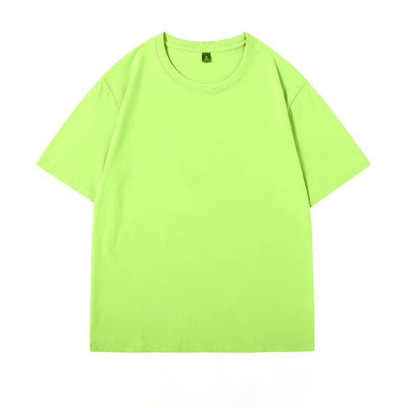 Unisex Crew Neck Short Sleeve Loose Fit Casual Top Solid Color Basic Tee American Fashion T-Shirt