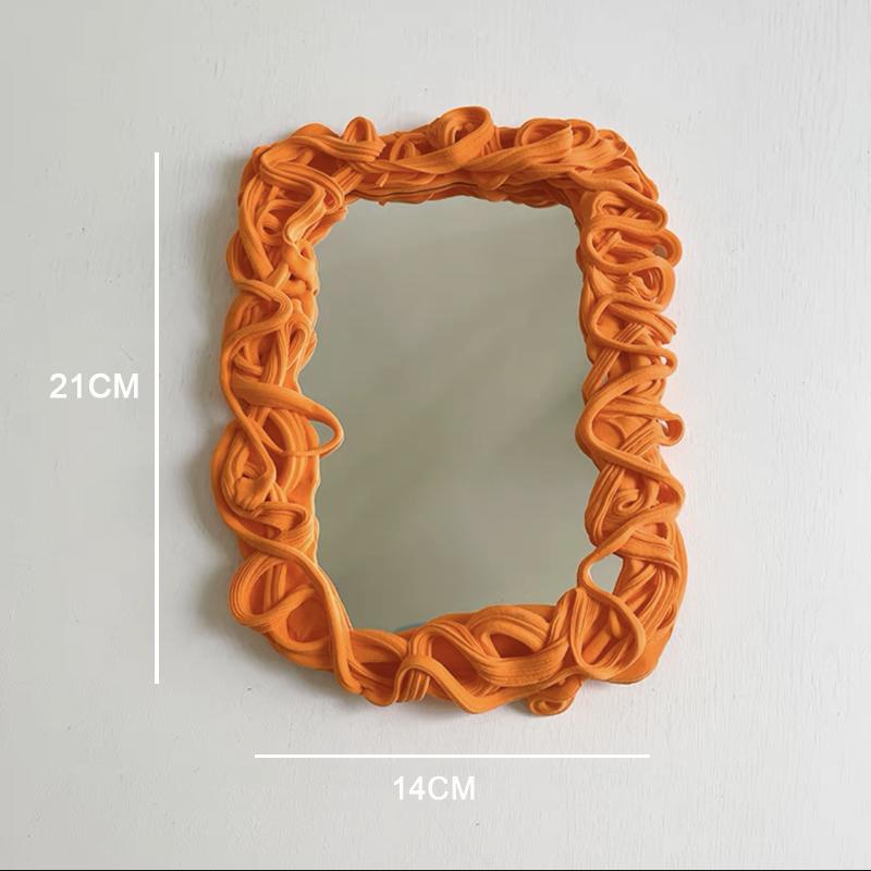 Acrylic Clay Mirror Rectangle Ins Style DIY Homemade Design Creative Hhome Decoration Art Ornaments Handmade Decorative Mirror DIY material package оранжевый