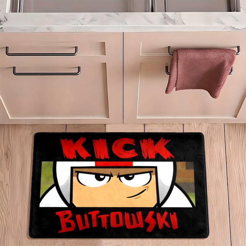 Kick Buttowski Flannel Kitchen Floor Mat Absorbent Non-Slip Soft Standing Mat Washable Comfortable Kitchen Rug for Home Sink Laundry