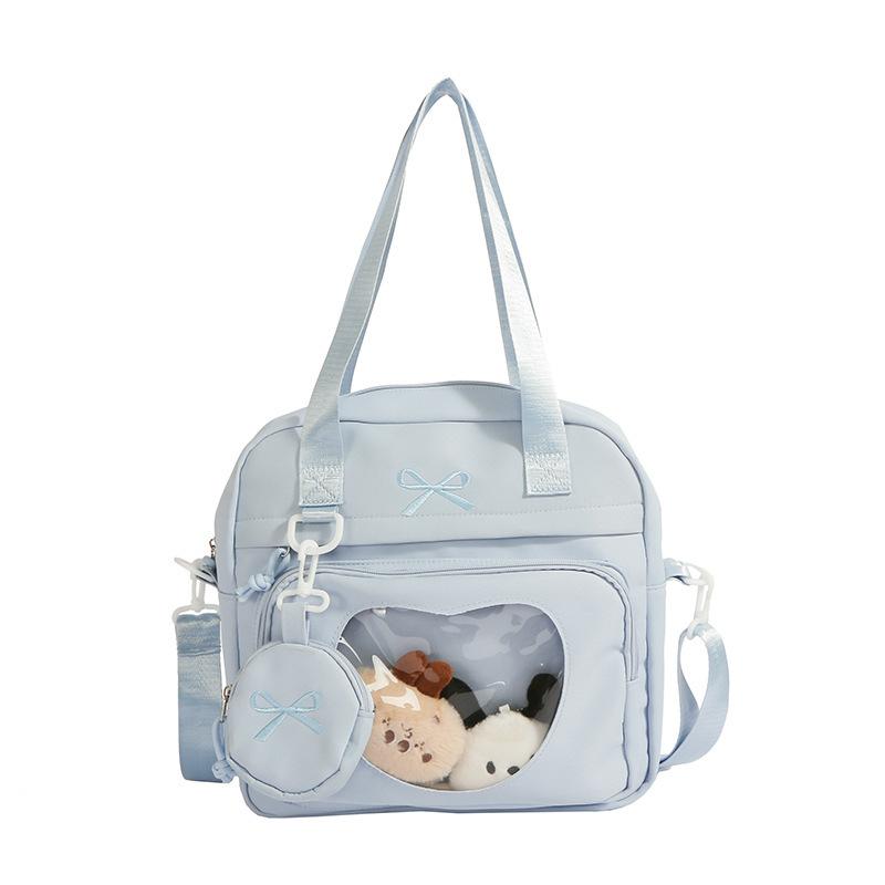 

Bow shoulder bag Comic-Cute transparent messenger bag Student class tutoring bag Female