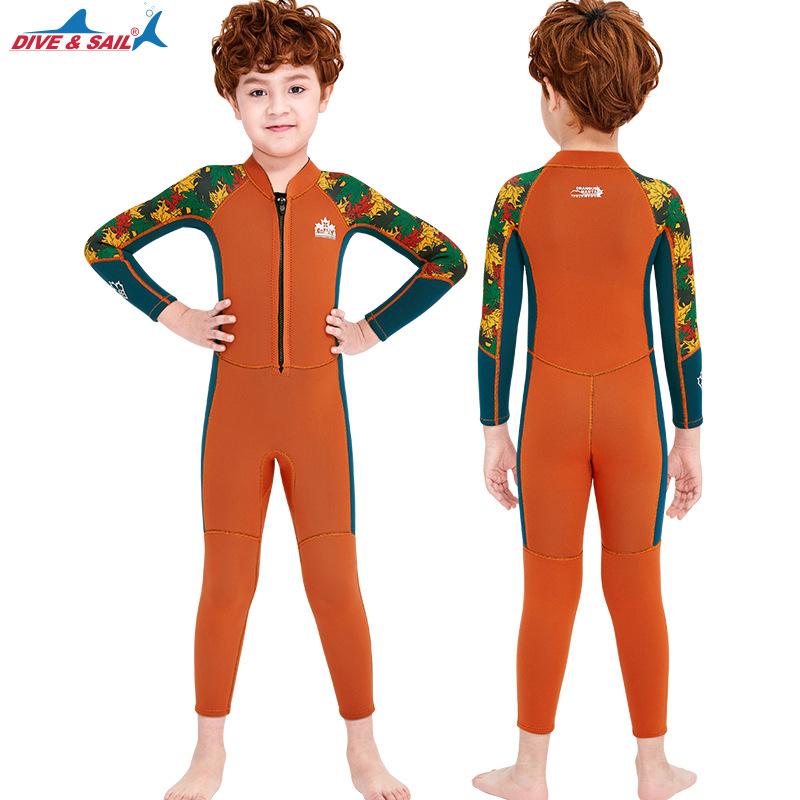 Children's Diving Suit 2.5mm Thick Warm Swimsuit One-piece Long Sleeved Children's Anti Cold Swimsuit