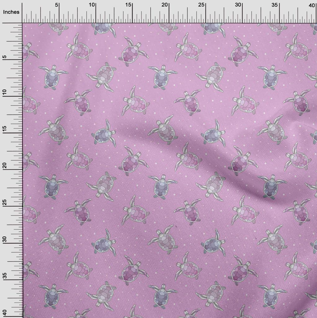 oneOone Cotton Poplin Dusty Purple Fabric Ocean Turtles With Dot Dress Material Fabric Print Fabric By The Yard 42 Inch