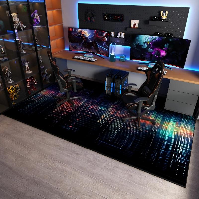 Cyberpunk Style Carpet, Stain-resistant and Easy-to-clean Game Room Floor Mat, Boy's Bedroom Carpet, Home Decoration
