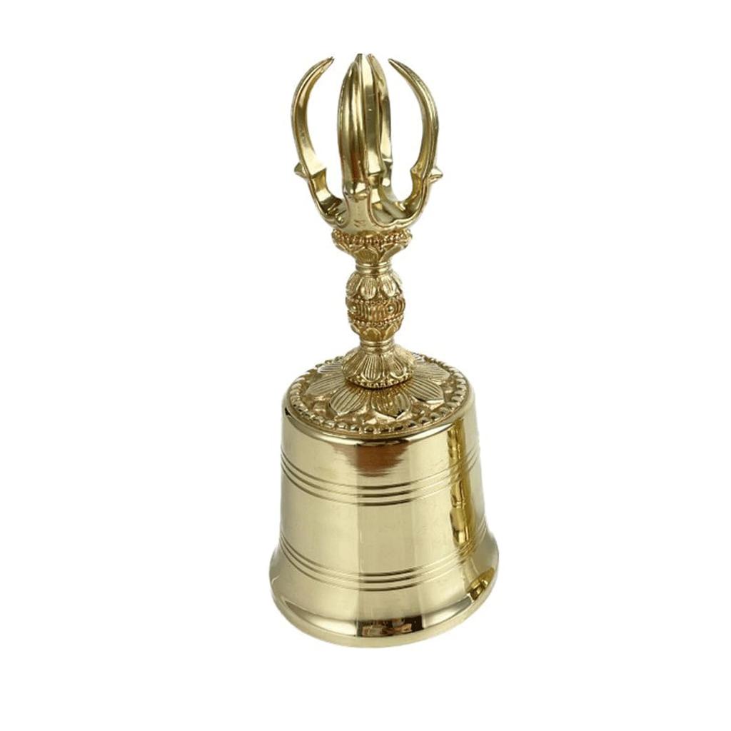 Brass Vajra Bell (Five-pronged bell), a Buddhist ritual implement used in Esoteric Buddhism, a temple Buddhist implement (medium size: Height 16.5cm x