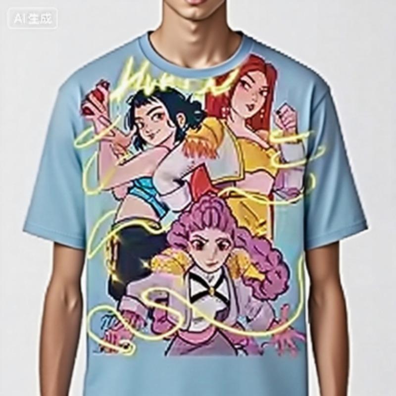 Demon Hunter Men s Short Sleeve T-Shirt Anime Print Casual Te S