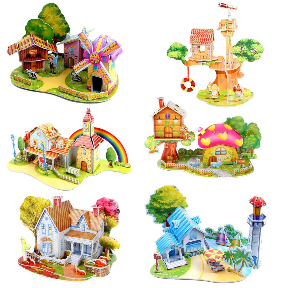 Buy 3D DIY House Puzzle Children Kids Educational Jigsaw Toy Handmade ...