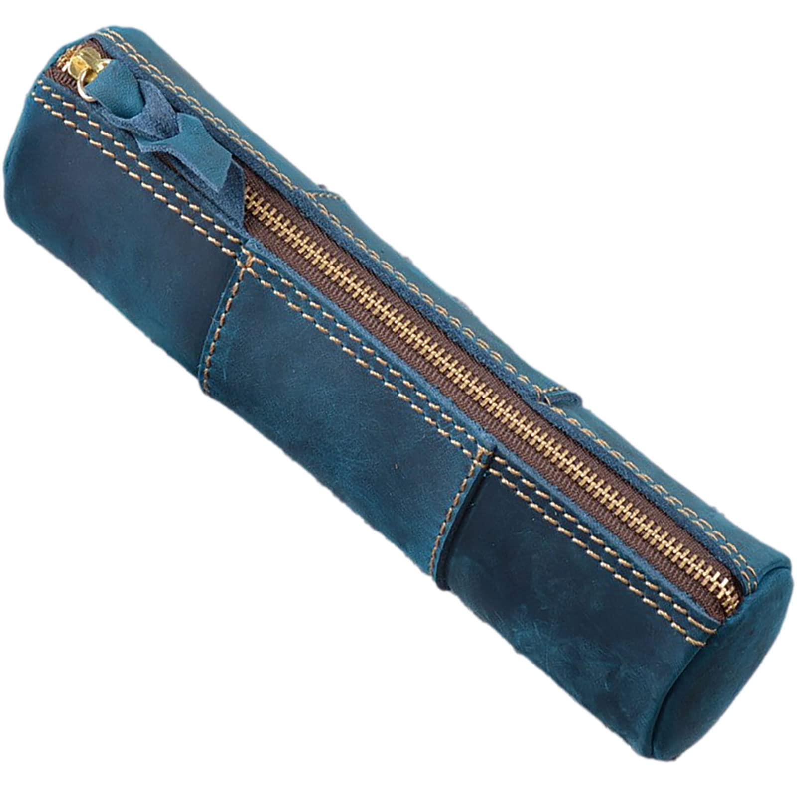 

morytrade Genuine Leather Pencil Simple Retro Antique Compact Design Case, (Blue) синий