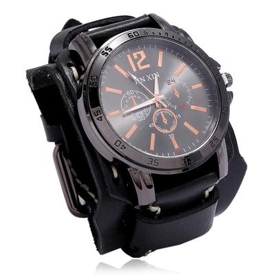 European Retro Leather Bracelet Watch: Double Layer Hand-stitched Ornament