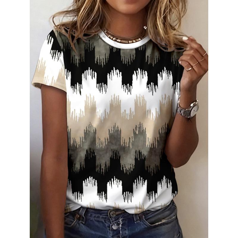 Fashion plus size women s round neck casual short sleeved top 2XS