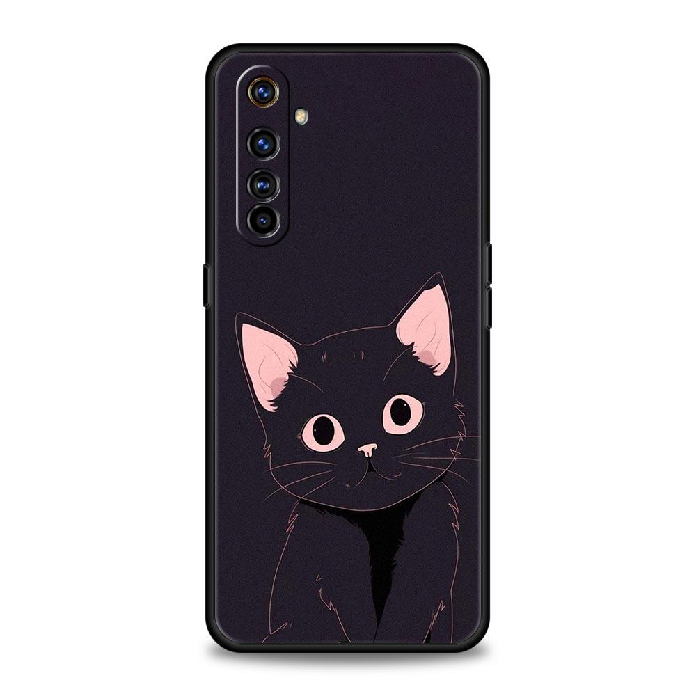 Cute Cat Phone Case For Realme 12 11 10 9 8 5G 7 6 GT5 GT3 GT2 Pro Plus C21 C11 C25 C35 For Realme GT Neo 2 3 3T Soft 5 Cover