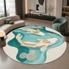 Koi Fish Pond 3D Pattern Living Room Round Rug Decoration Home Bedroom Study Non-slip Soft Chair Mat Bedside Washable Carpet