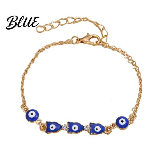 Mediterranean Good Luck Bracelet Evil Eye Hand of Fatima Women