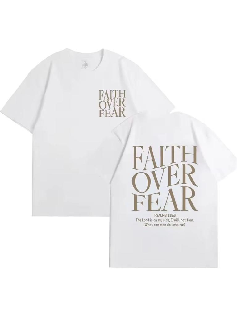 Faith Over Fear Christian WOMEN Tshirts Christian Clothes Jesus Fashion Trendy Tshirts Bible Verse Sportwear Aesthetic Clothes