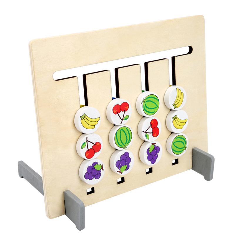Educational Montessori Wooden Toys For Kids Colors And Fruits Double Sided Match Game Logical Reason Train Early Education Toy