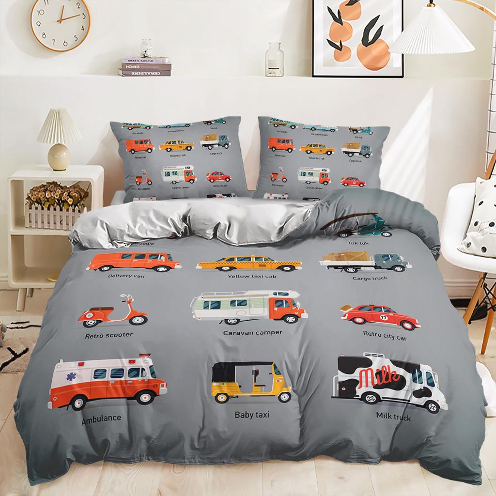 Bedding Three-Piece 3D Digital Printing Cartoon Car Children'S Quilt