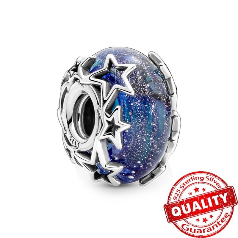 925 Sterling Silver Charm Sparkling Star Moon & Sun Pendant Fit Original Bracelets DIY Women Necklace Jewelry Gift
