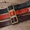 Retro Minimalistischer Glänzender Vollnarben Rindsleder Gürtel für Herren, Echtes Leder, Dornschließe, Lässig und Vielseitig Neuer Stil
