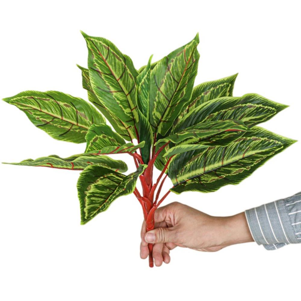 13 Leaf Fake Green Plant Leaves Elegant Simulated Plants  Outdoor Garden Decor