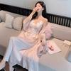 Sensual Ice Silk Backless Nightgown with Padded Bust & Lace Straps