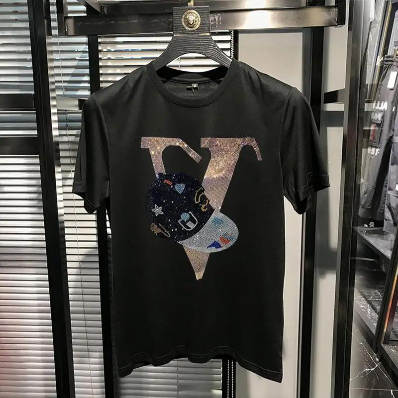 

Футболка унисекс летняя большого размера в стиле хип-хоп, персонализированная, парикмахерская, уличная, мультяшная, модная, трендовая, с коротким рукавом, с бриллиантами 3XL