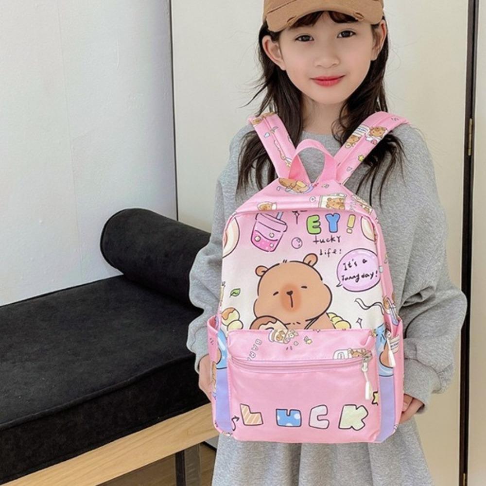 Thickened Capybara Backpack Nylon Children School Bag Cartoon Animal Daypack Unisex