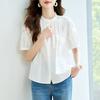 French Classic Style Black Ear Blouse for Women In Summer Design Niche Sweet Temperament Versatile Slim Blouse