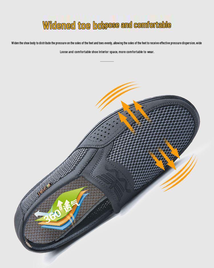 Herren Sommerschuhe aus atmungsaktivem Netzgewebe für mittlere und ältere Menschen - Weiche Sohle, Lässig, Bequem, Vaterschuhe