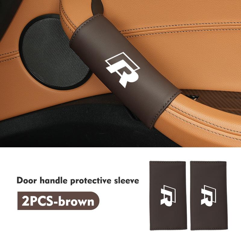 2pcs Car Door Handle Cover Leather Auto Door Knob Protector For Volkswagen VW Golf Jetta Passat mk4 mk5 mk6 CC B5 B6 B7 Golf 4 zk0