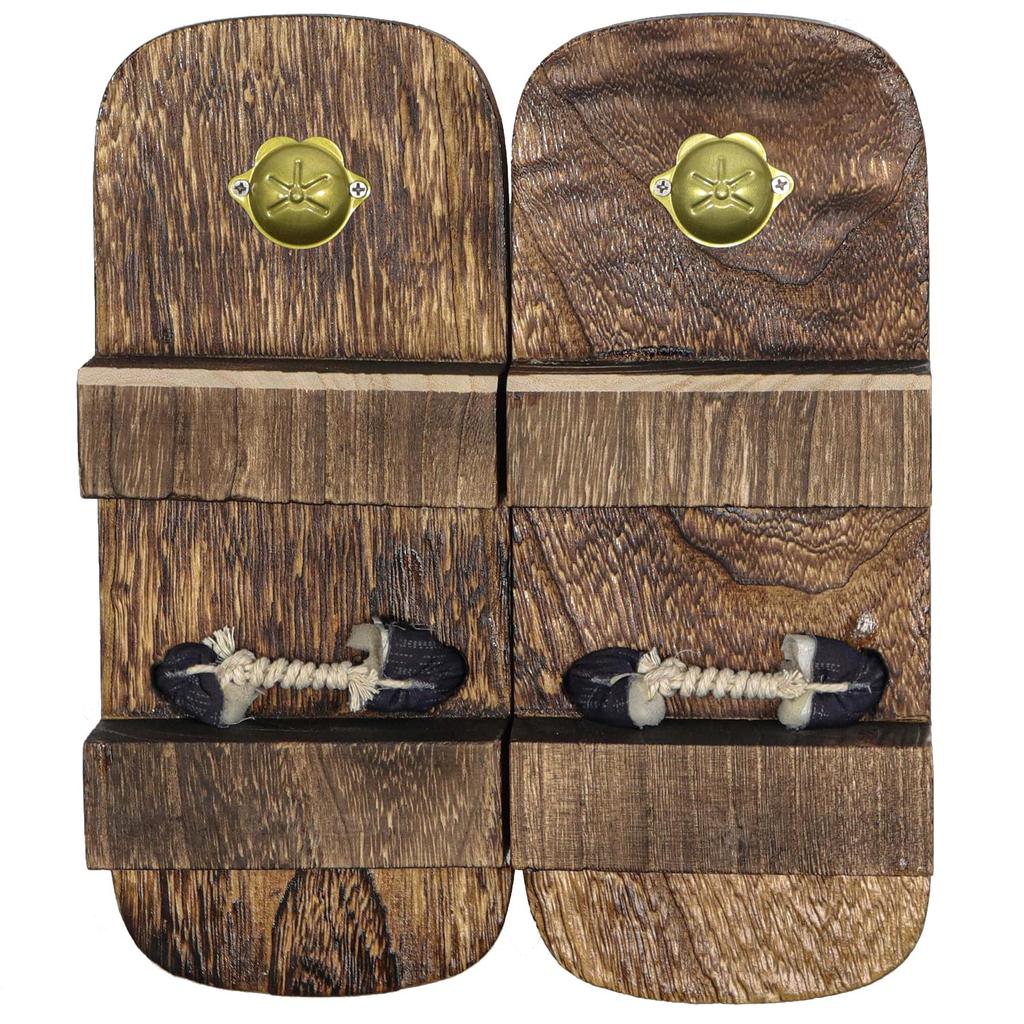 Geta with Two Patterned Paulownia for Men Brown [KYOETSU] (Japanese Clogs) Teeth, Straps, Base, (27.0cm, 3)