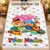 Flannel BlanketPocoyó Custom Name Text Personalized Soft Warm Throw Blanket Home Decor Gift