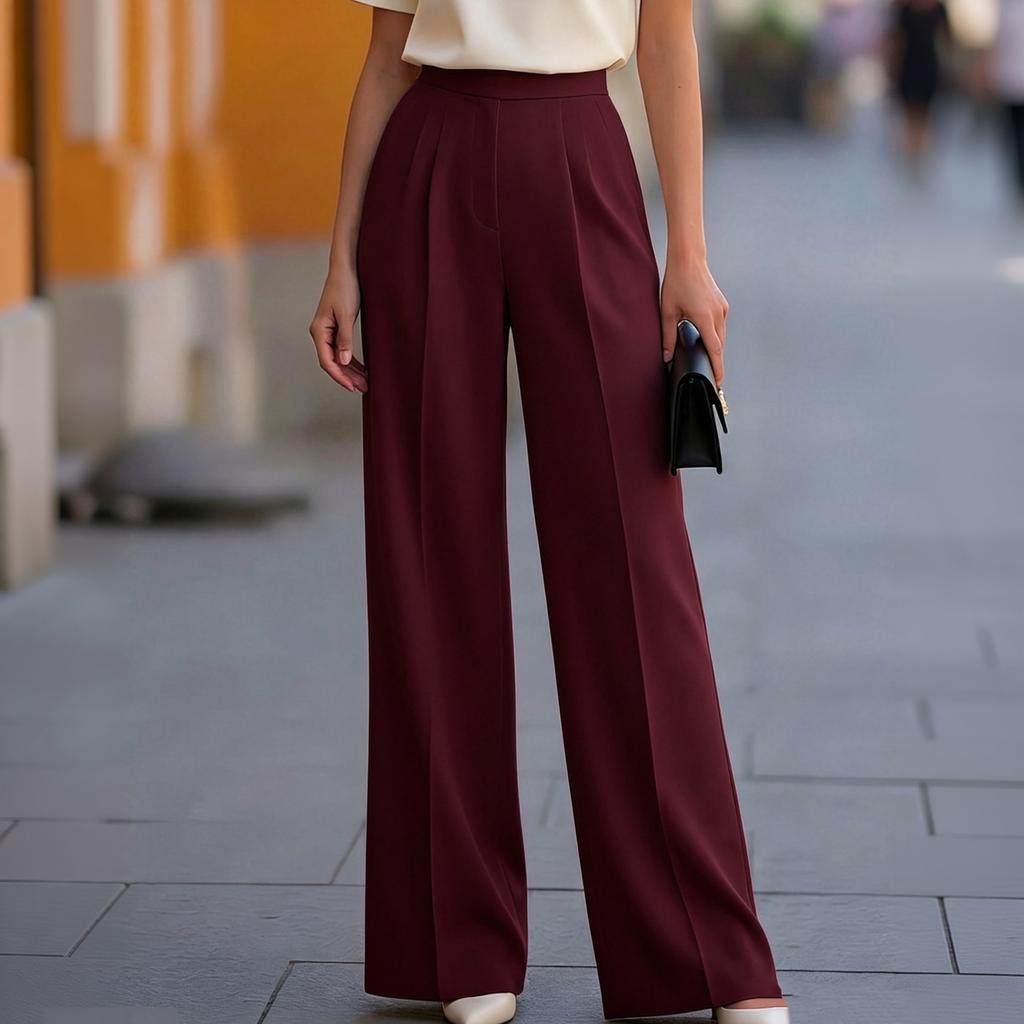 Women's High Waist Straight Leg Drape Dress Pants for Work