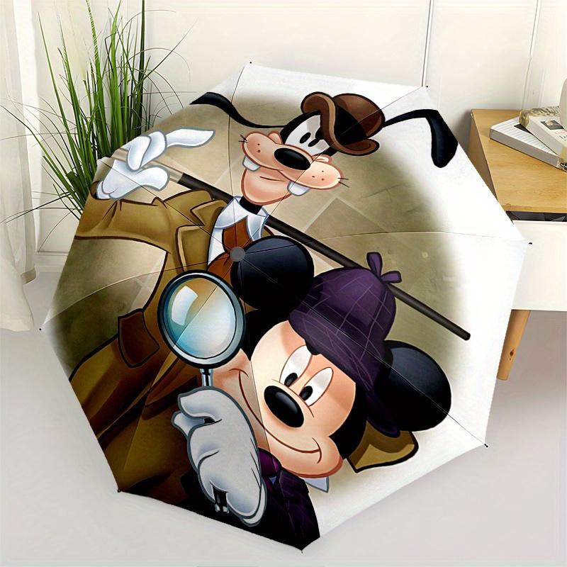

Detective Mickey MouseGoofy Detective Automatic Opening and Closing Umbrella - 8 Ribs Portable Folding Umbrella with Plastic Handle, Suitabl