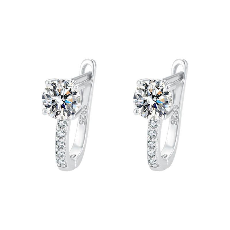 S925 Sterling Silver Moissanite U-Shaped Stud Earrings for Women - Classic D Color Precision Craftsmanship