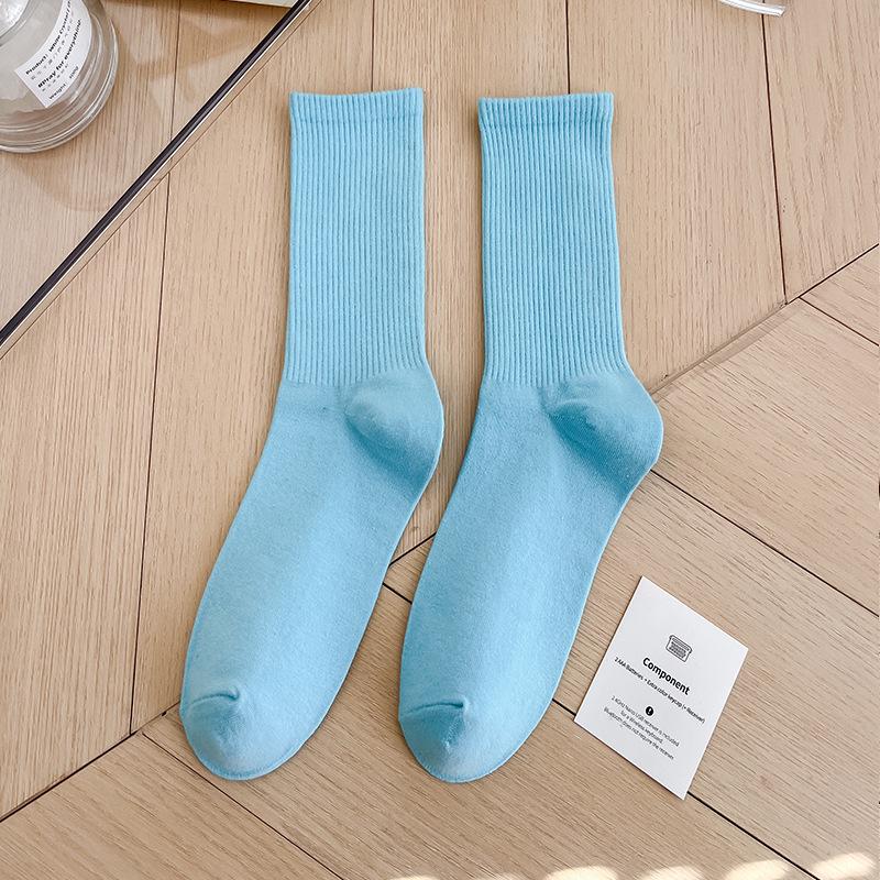Bunte Damen Baumwoll Kniehohe Tanzsocken: Macaron Bonbonfarbe, Wadenlang, Japanischer Stil