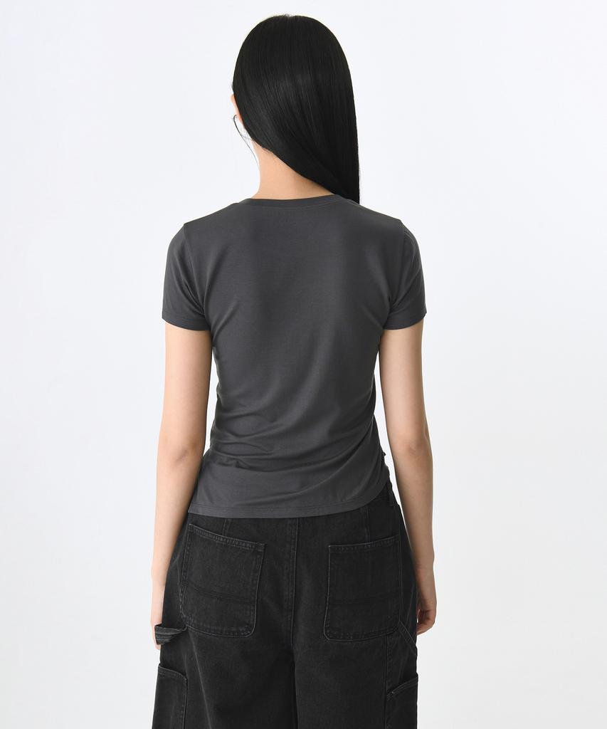 MUSINSA STANDARD WOMAN Women'S Tencel Side Luchid T-Shirt [Dark Grey]