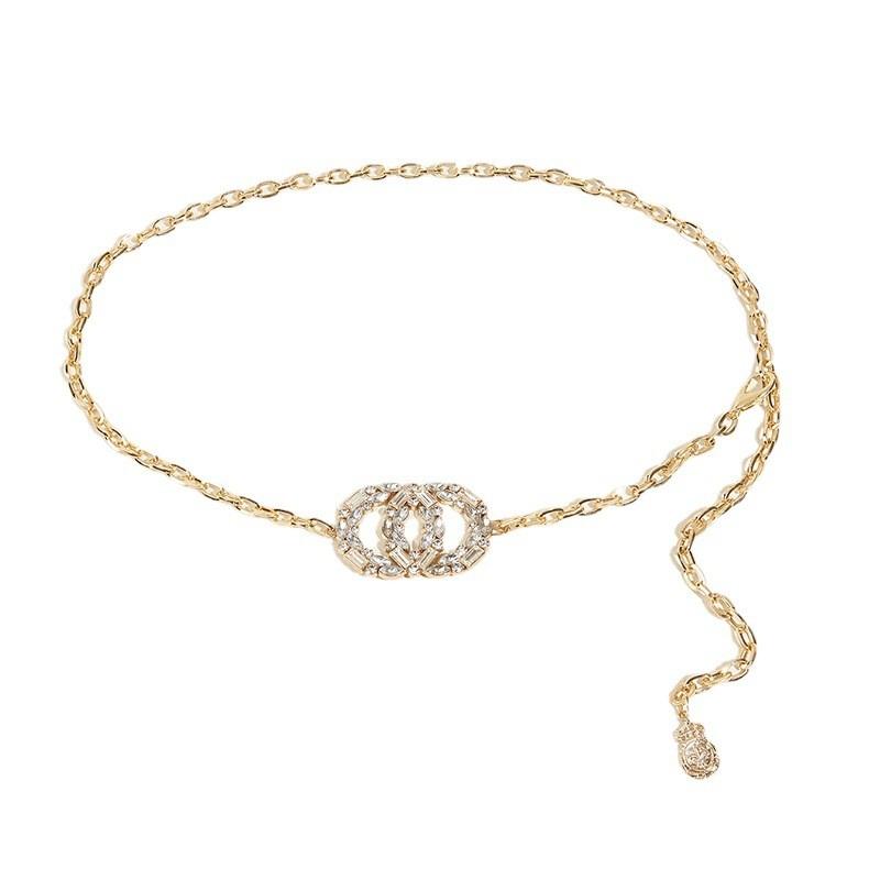 Rhinestone Glass Large Double Round Buckle Ochain Adjustable Buckle Hanging